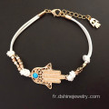 Hamsa or Evil Eye diamant collier avec perles de Turquoise